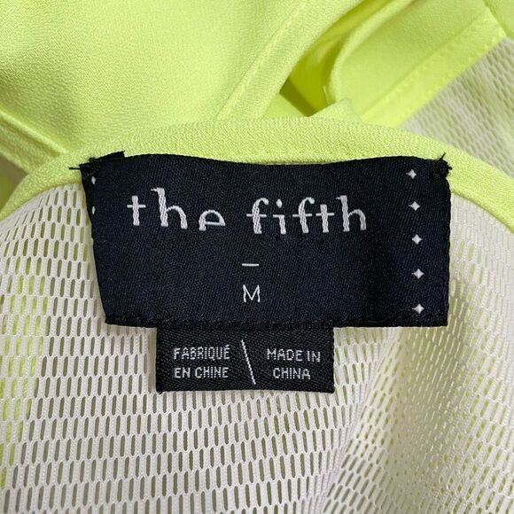 The Fifth Women’s Medium Neon Green Cold Shoulder Mini Dress Open Sheer Back - Picture 5 of 6